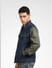Blue Denim Colourblocked Sleeve Jacket_391618+3