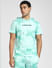 Green Tie Dye Hooded Co-ord T-shirt_391639+2