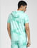 Green Tie Dye Hooded Co-ord T-shirt_391639+4