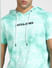 Green Tie Dye Hooded Co-ord T-shirt_391639+5