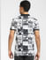 Black & White Graphic Print Polo Neck T-shirt