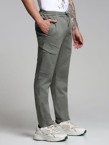 Green Mid Rise Slim Fit Pants