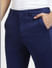 Royal Blue Mid Rise Slim Fit Trousers_401824+5