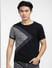 Black Jacquard Knitted Crew Neck T-shirt_401830+2