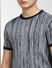 Navy Blue Printed Knit T-shirt_401845+5