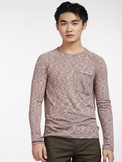 Brown Printed Knit T-shirt