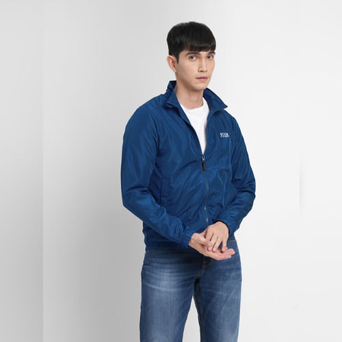 JACK&JONES Blue Logo Print Windbreaker Jacket
