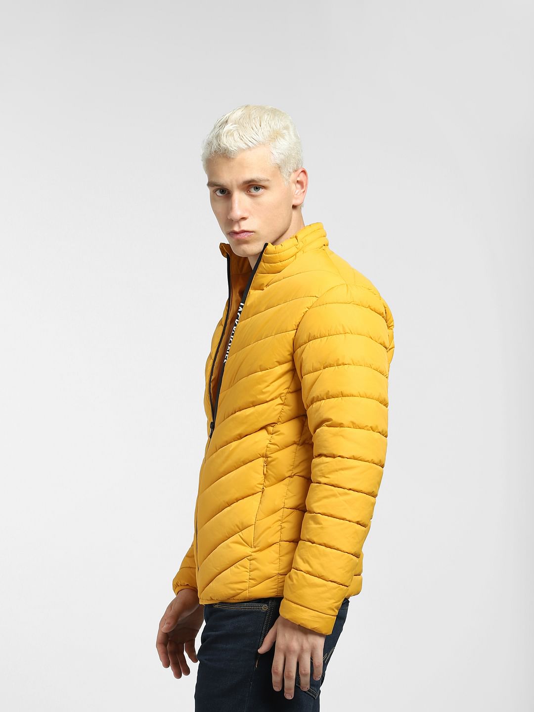 Yellow mens puffer jacket sale