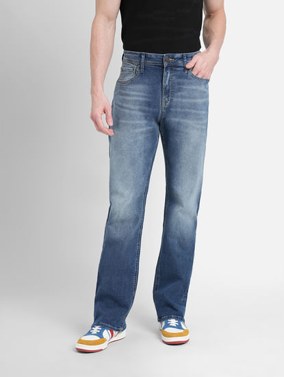 Dark Blue Low Rise Washed Ray Bootcut Jeans