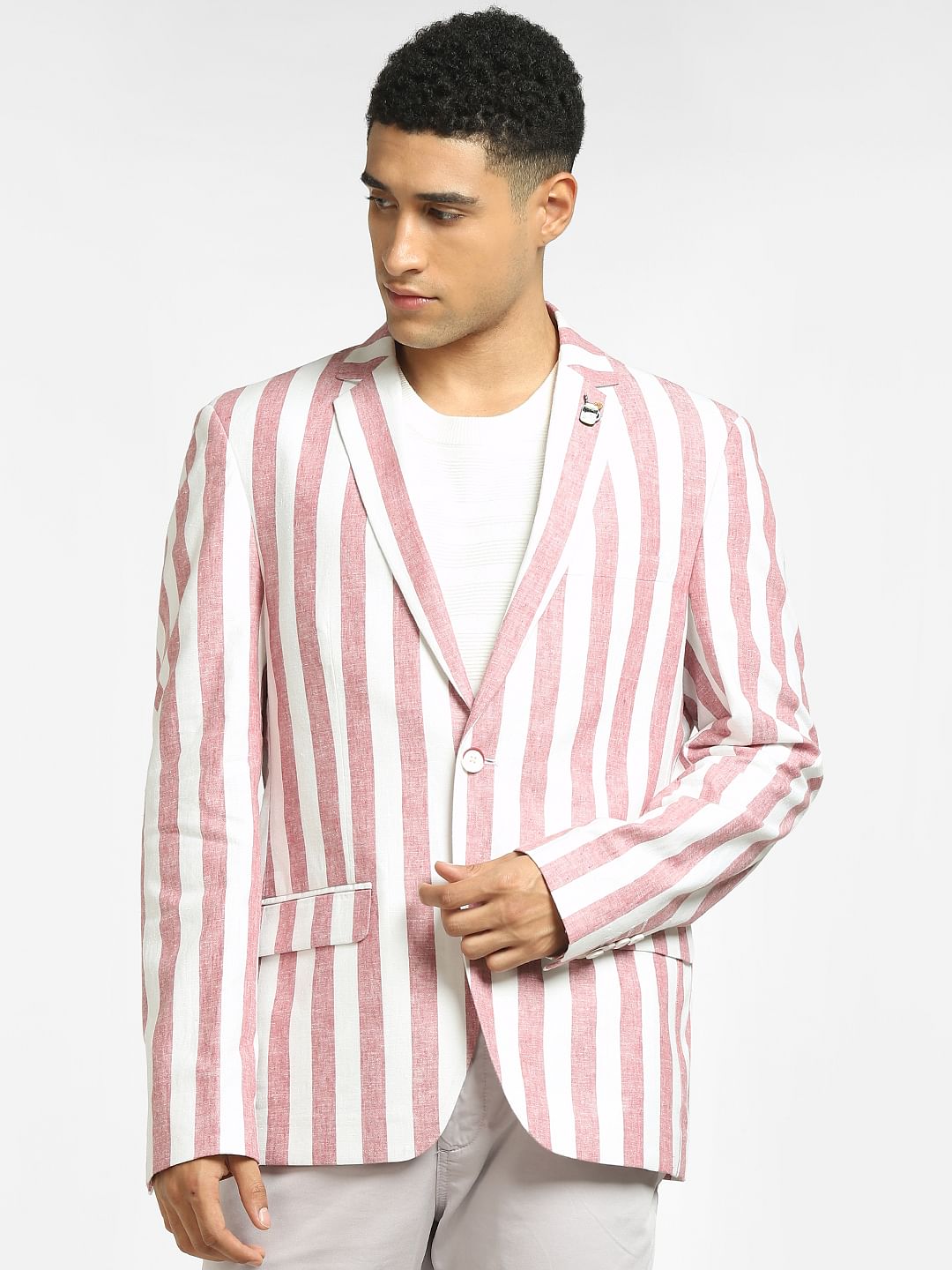 Pink on sale striped blazer