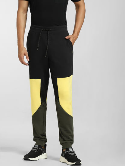 Black Mid Rise Colourblocked Sweatpants