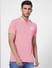 Pink Logo Print Polo Neck T-shirt_401017+2