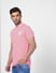 Pink Logo Print Polo Neck T-shirt_401017+3