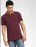 Burgundy Polo Neck T-shirt_401025+2
