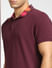 Burgundy Polo Neck T-shirt_401025+5