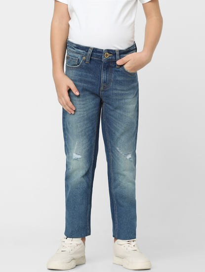 Boys Blue Mid Rise Clark Straight Fit Jeans