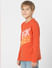 Boys Red Logo Print Full Sleeves T-shirt
