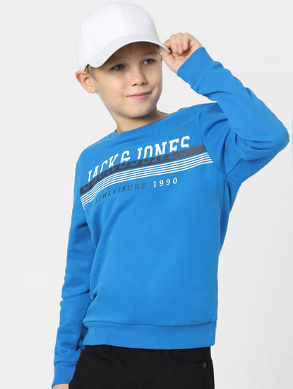 Boys Blue Logo Print Sweatshirt