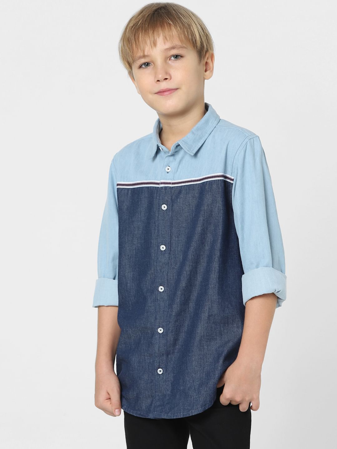 Boys blue best sale jean shirt