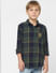 Boys Green Check Print Full Sleeves Shirt_398513+2