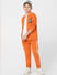 Boys Orange Mid Rise Logo Print Sweatpants_398531+1