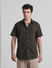 Dark Green Cotton Short Sleeves Shirt_416216+1