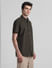 Dark Green Cotton Short Sleeves Shirt_416216+3