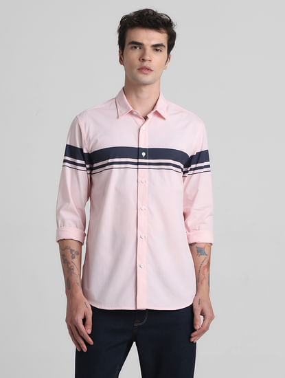 Pink Printed Full Sleeves Shirt