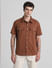 Brown Oversized Short Sleeves Shirt_416225+2