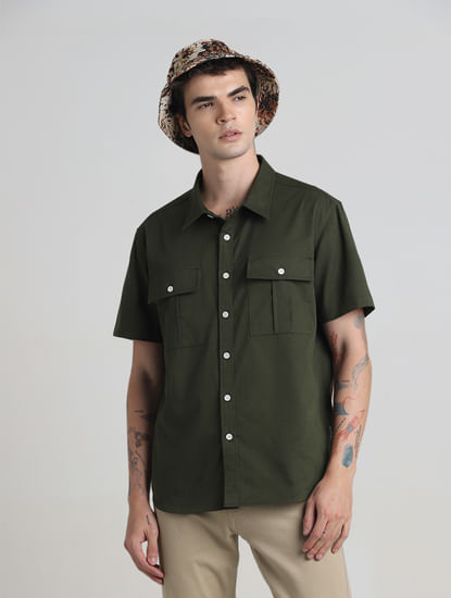 Green Oversized Short Sleeves Shirt