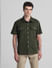 Green Oversized Short Sleeves Shirt_416228+2
