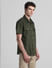 Green Oversized Short Sleeves Shirt_416228+3