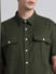 Green Oversized Short Sleeves Shirt_416228+5
