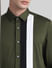Green Contrast Patch Full Sleeves Shirt_416229+5