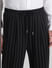 Black Mid Rise Striped Jogger Pants_416230+4