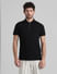 Black Zip-Up Jacquard Polo T-shirt_416234+2