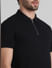 Black Zip-Up Jacquard Polo T-shirt_416234+5