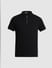 Black Zip-Up Jacquard Polo T-shirt_416234+7