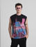 Black Tropical Print Sleeveless T-shirt_416241+1