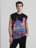 Black Tropical Print Sleeveless T-shirt_416241+2
