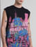 Black Tropical Print Sleeveless T-shirt_416241+5