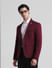 Maroon Knitted Co-ord Set Blazer_416244+1
