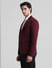Maroon Knitted Co-ord Set Blazer_416244+3