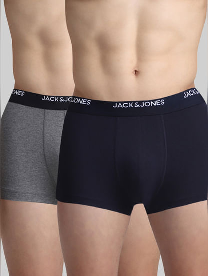 JACK&JONES Pack Of 2 Navy Blue & Grey Trunks