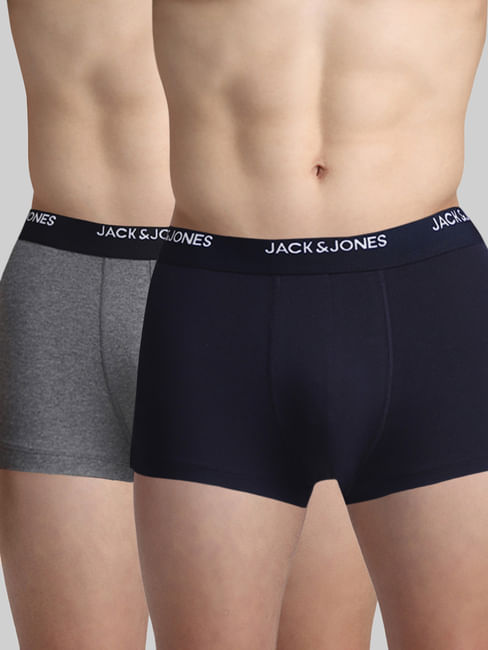JACK&JONES Pack Of 2 Navy Blue & Grey Trunks
