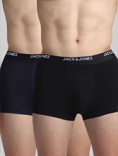 JACK&JONES Pack Of 2 Navy Blue & Black Trunks