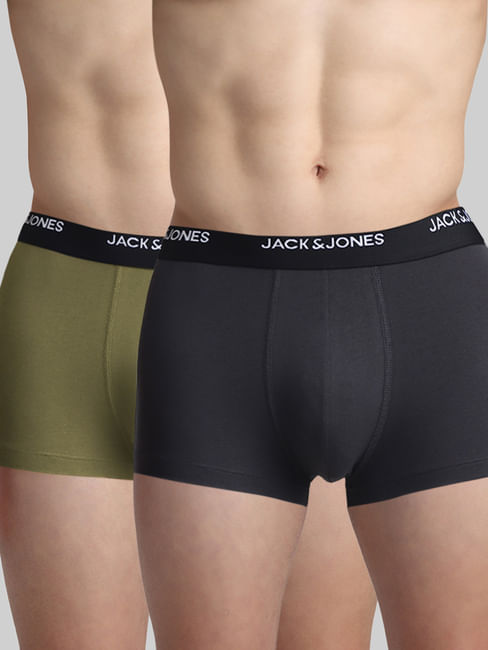 JACK&JONES Pack Of 2 Dark Grey & Green Trunks