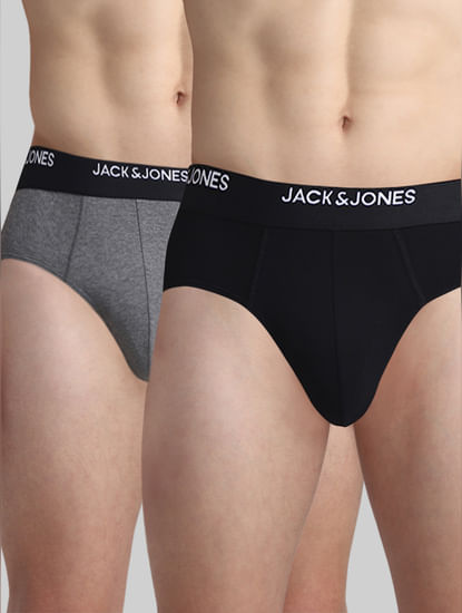 JACK&JONES Pack Of 2 Black & Dark Grey Briefs