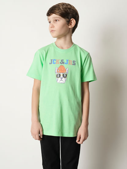 Boys Green Dot Embroidered T-shirt
