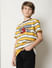 Boys Yellow Striped Crew Neck T-shirt_414179+3